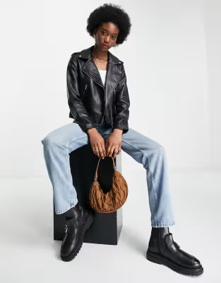 Pimkie faux leather biker jacket in black | ASOS | ASOS (Global)