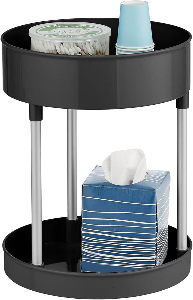 mDesign Spinning Metal and Plastic Makeup Organizer Rotating Lazy Susan 2-Level Turntable Storage... | Amazon (US)