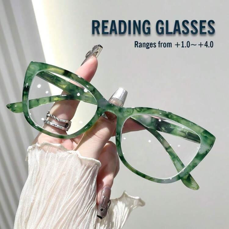 Rivsar Unisex Reading Glasses, Fashion , Anti-Glare, UV Protection, Compact Cat-Eye Frame, Suitable For Various Face Shapes, Convenient To Carry | SHEIN