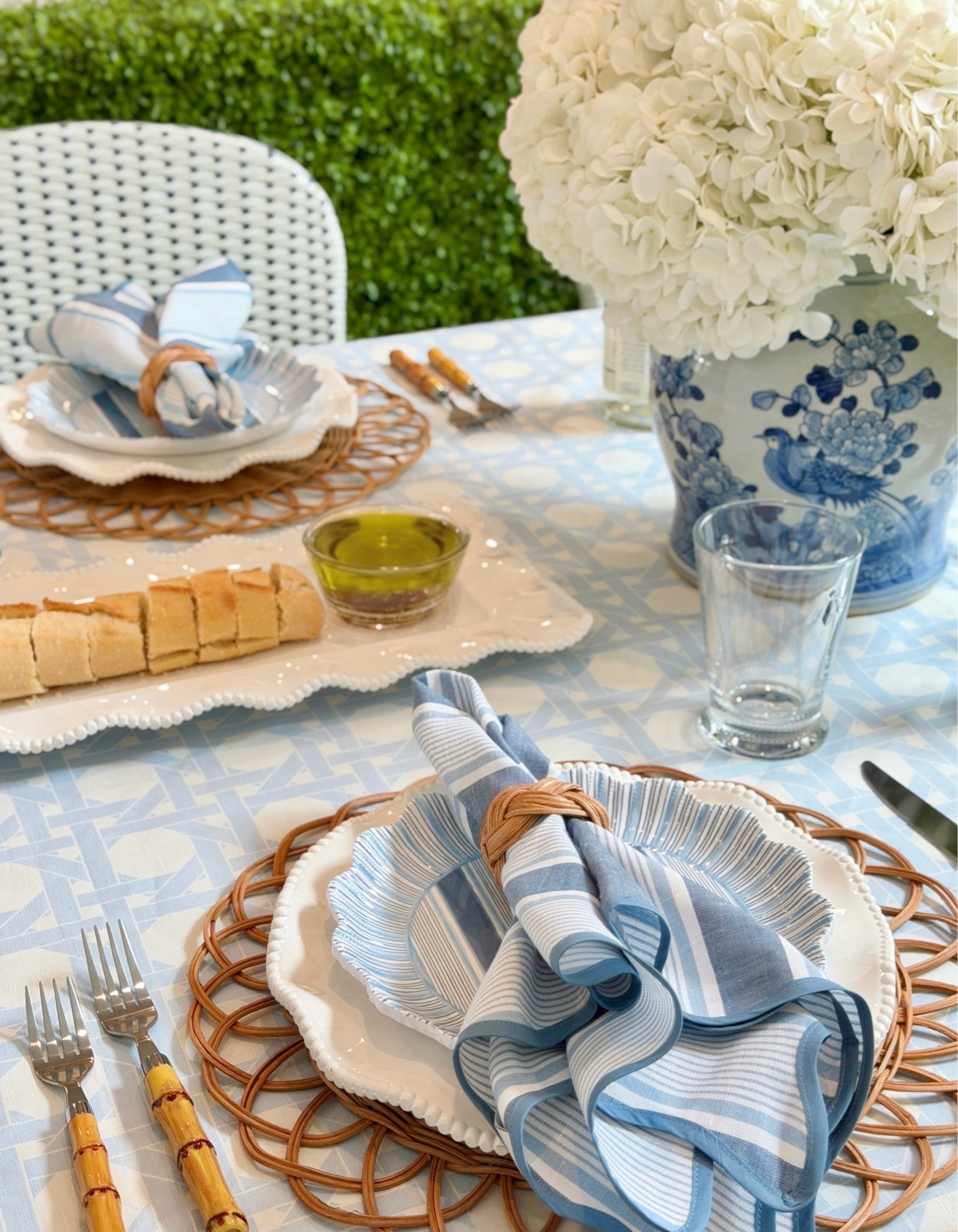 Outdoor entertaining, Melamine serving dishes, melamine dinnerware summer hosting blue and white decor shatterproof plates