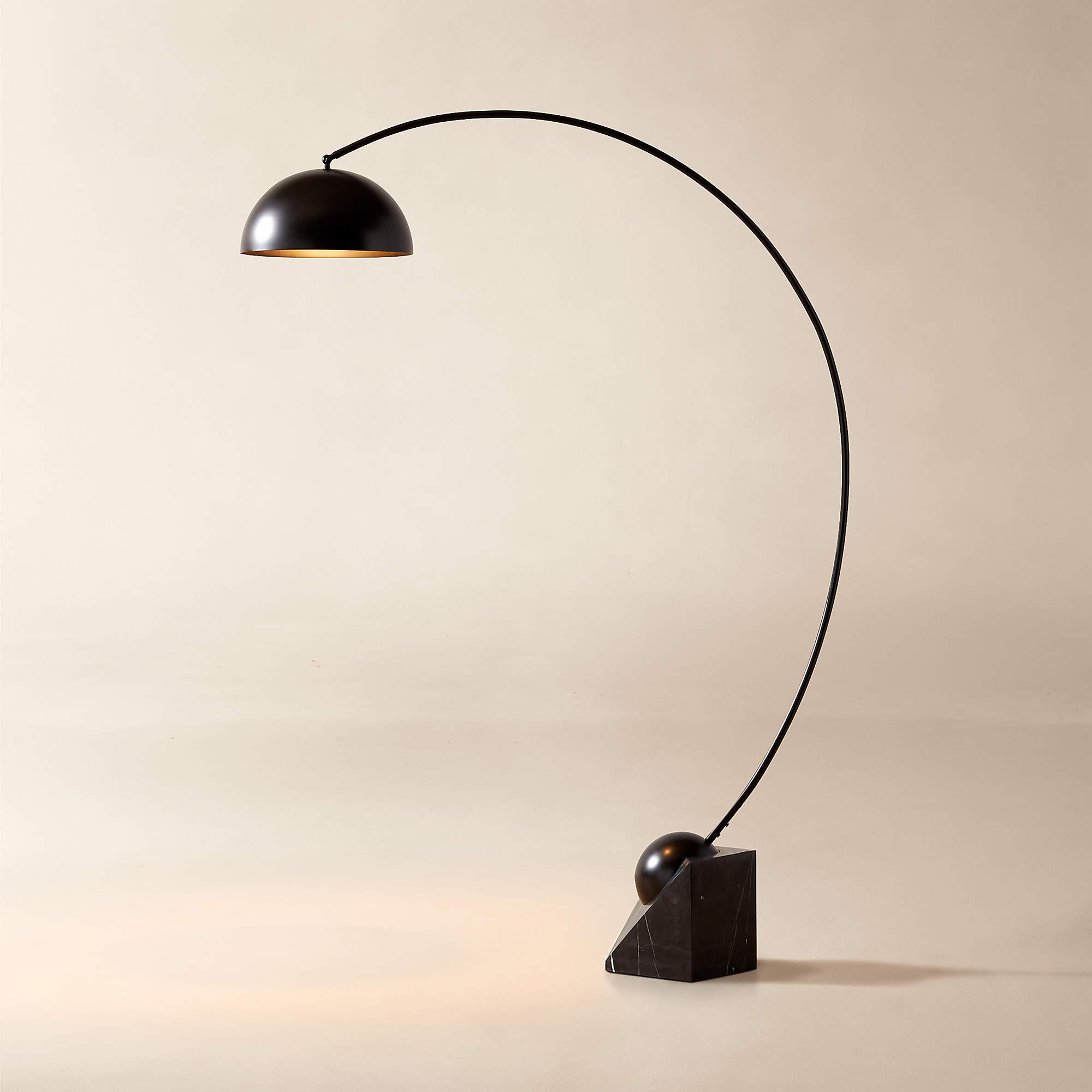 Venus Black Arc Modern Floor Lamp with Marble Base + Reviews | CB2 | CB2