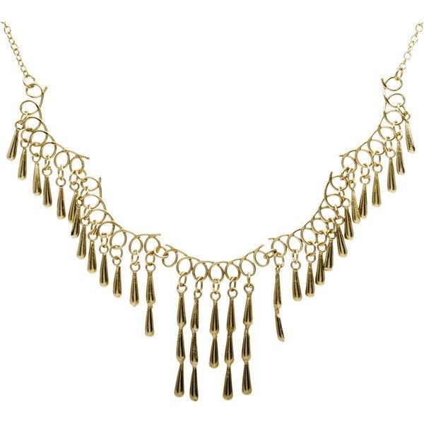 Handmade Goldtone Teardrop Fringe Necklace (India) | Bed Bath & Beyond