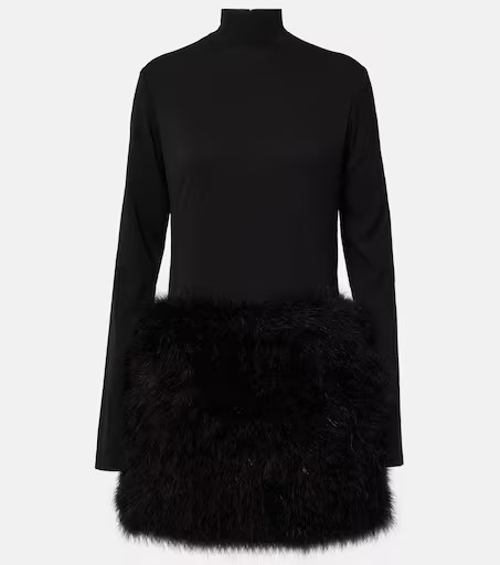 Elly feather-trimmed silk minidress | Mytheresa (US/CA)