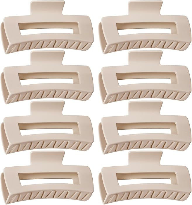 TOCESS Hair Claw Clips for Women - 8PK Large Neutral Matte Square Jumbo Hair Clips for Thick, Thi... | Amazon (US)