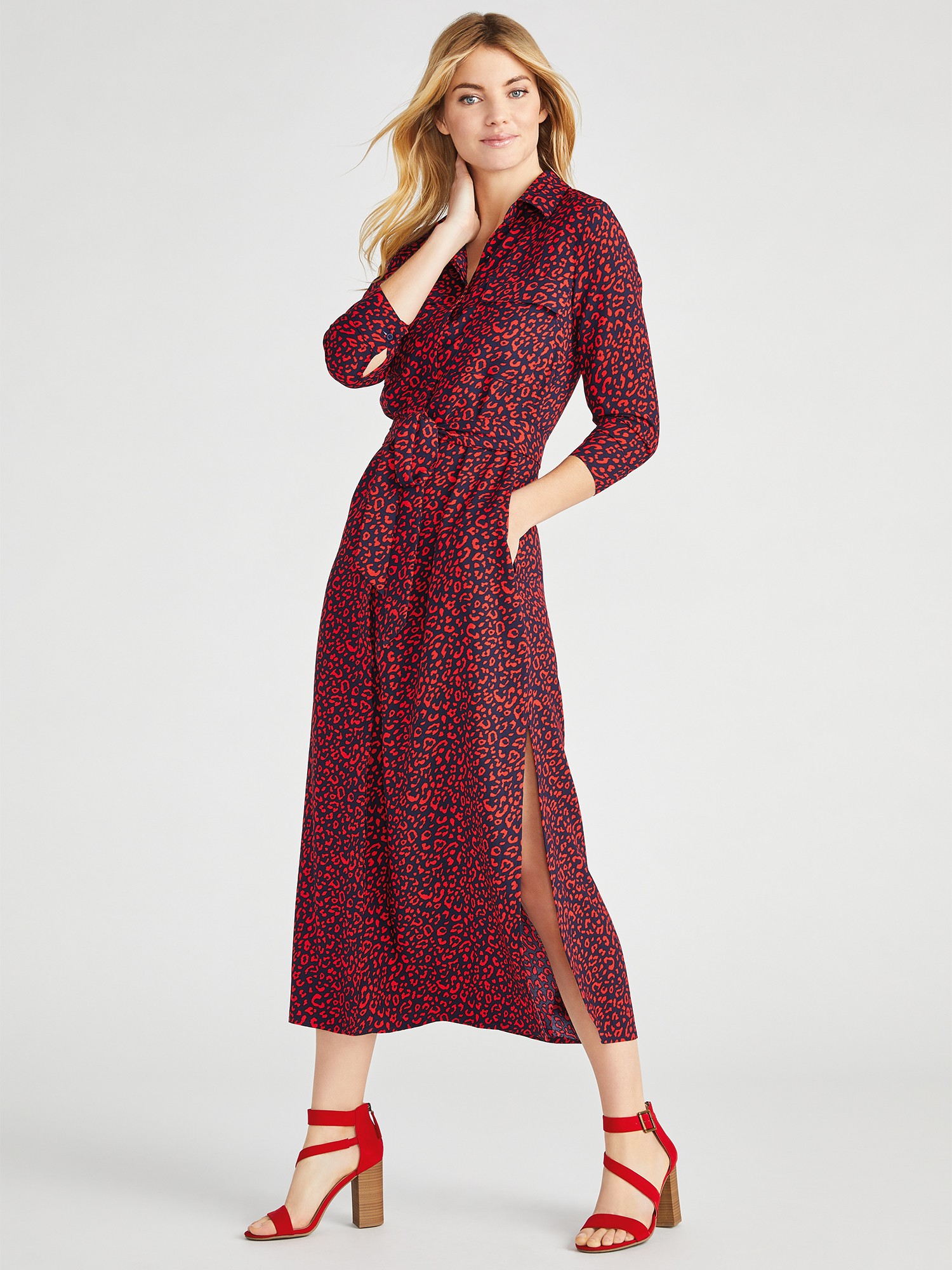 Scoop Maxi Shirt Dress with Belt Women's | Walmart (US)