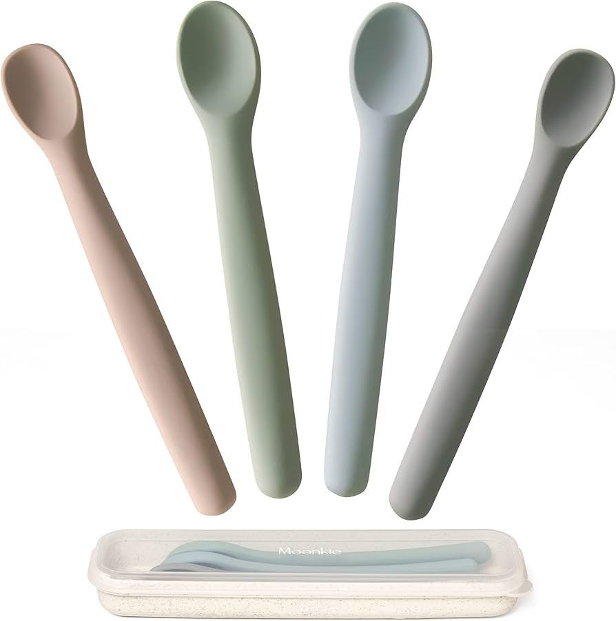 Moonkie Silicone Baby Spoons Set of 4, Two Sizes Feeding Spoon for First Stage 4+ Months, Baby Ut... | Amazon (US)
