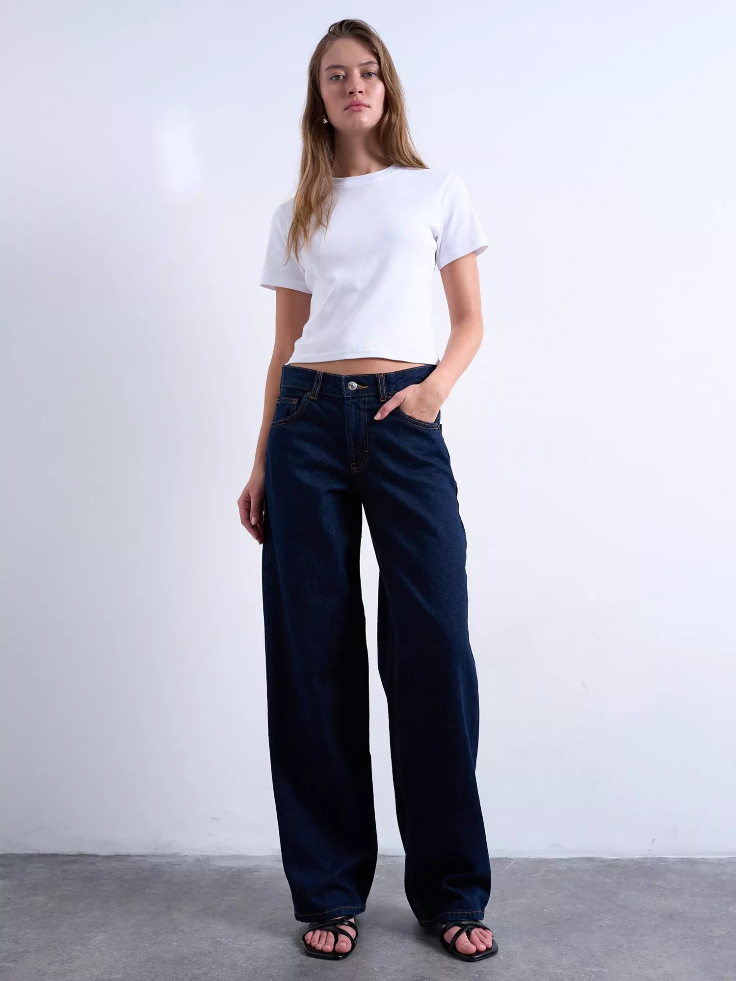 Topshop Low Rise Relaxed Jeans, Indigo Rinse | John Lewis (UK)