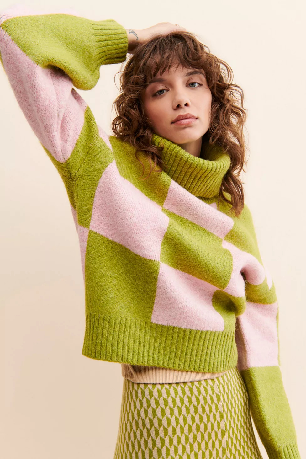 Native Youth Iola Checkerboard Sweater | Urban Outfitters (US and RoW)