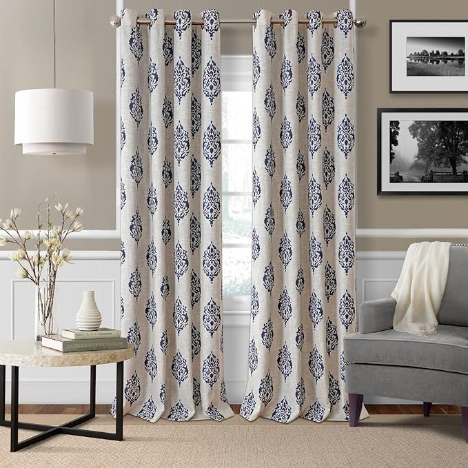 Elrene Home Fashions Navara Medallion Room-Darkening Window Curtain, Single Panel, 52" x 95" (1 P... | Amazon (US)