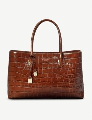 London large croc-embossed leather tote bag | Selfridges