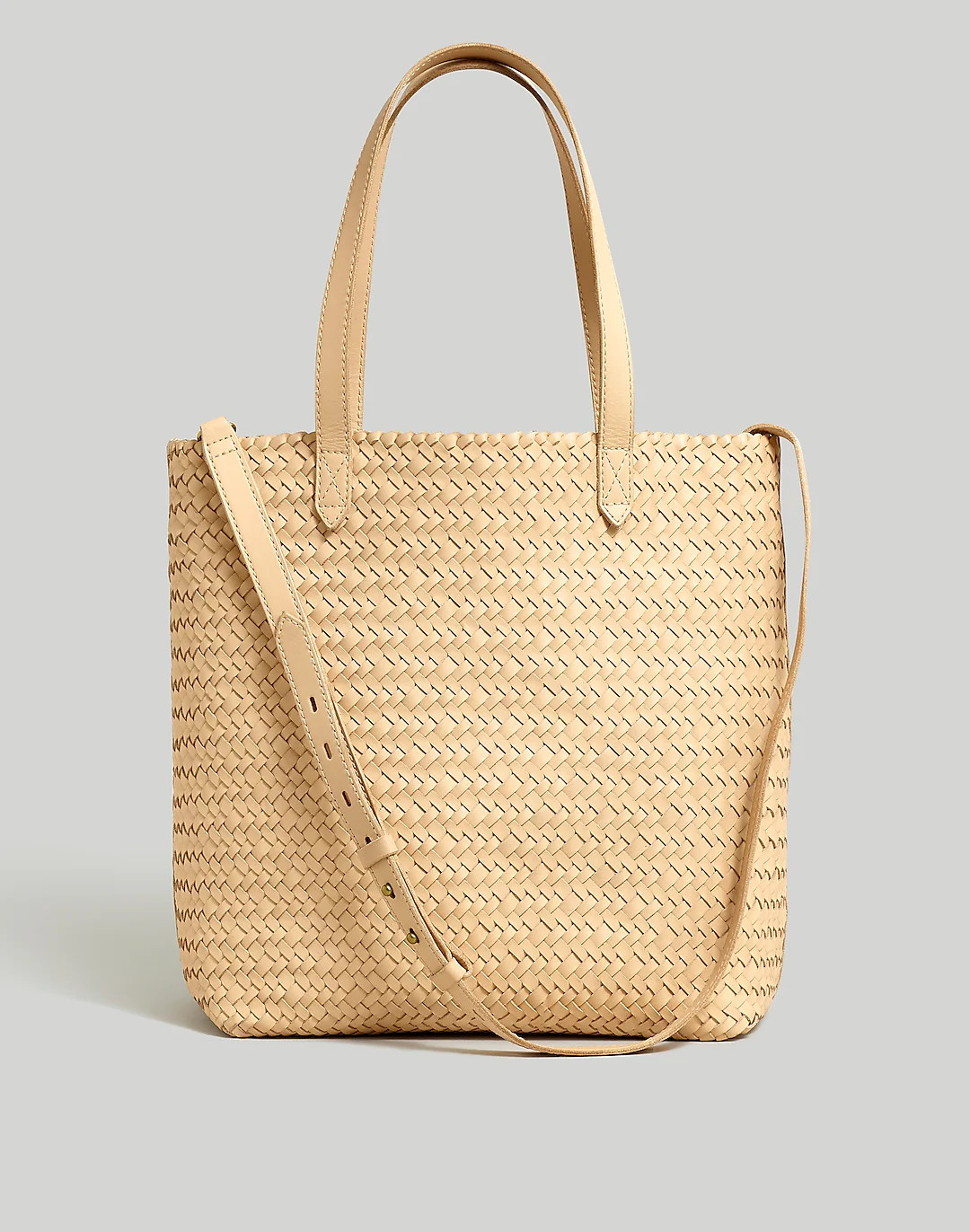 The Medium Transport Tote: Woven Leather Edition | Madewell