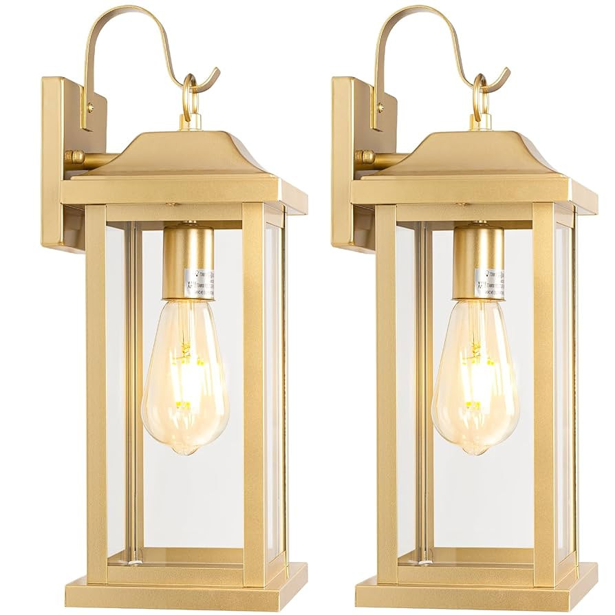 17 Inch Large Gold Outdoor Sconces Wall Lighting 2-Pack, Exterior Light Fixtures IP65 Waterproof ... | Amazon (US)