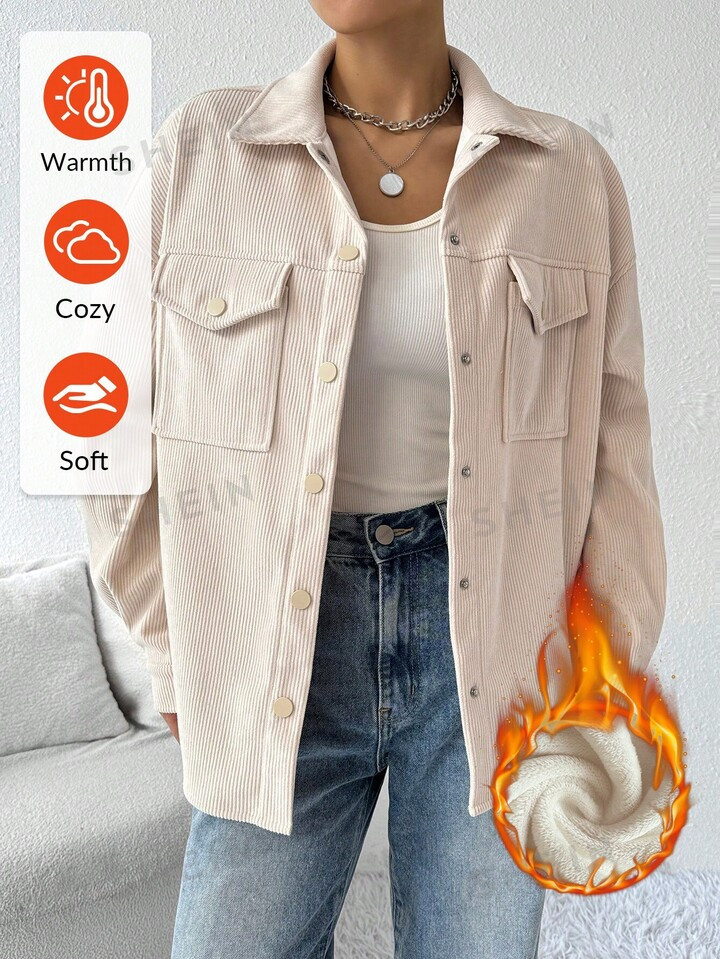 SHEIN EZwear 1pc Apricot Woven Regular Jacket For Women, Fall Clothes | SHEIN USA | SHEIN