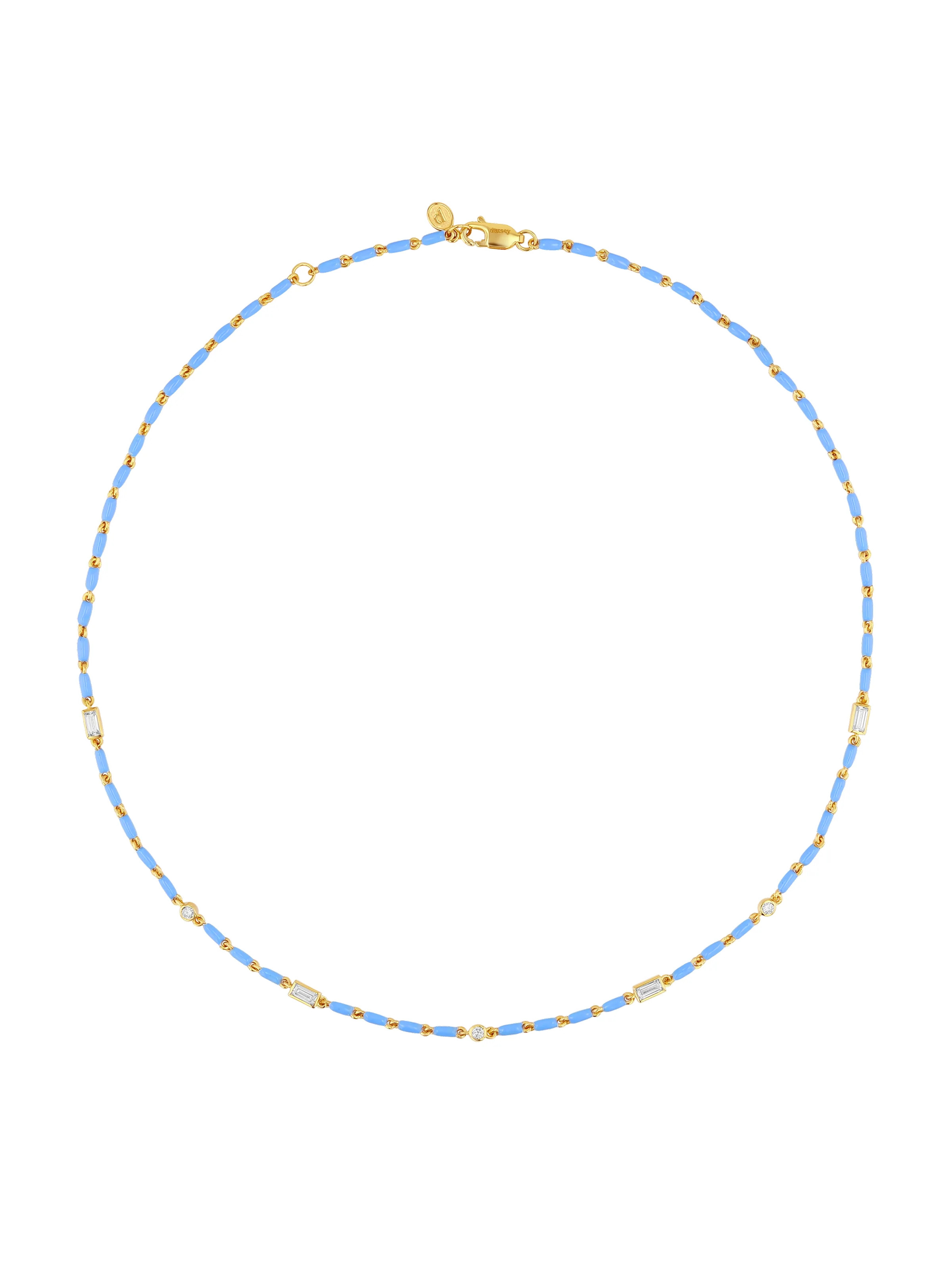 ENAMEL AND MOISSANITE NECKLACE IN BLEUET | Dorsey