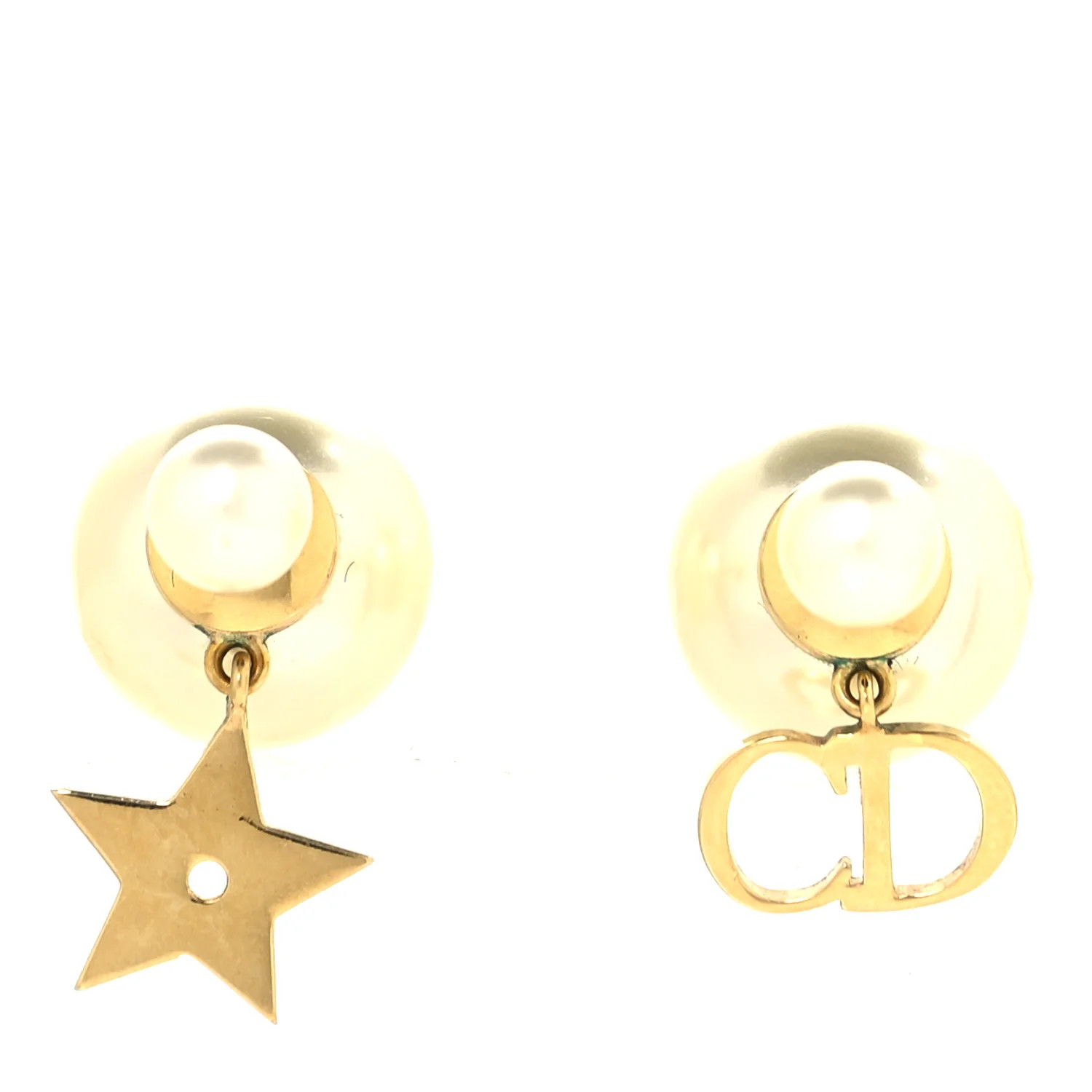 Pearl Mise En Dior Logo Tribal Earrings | FASHIONPHILE (US)