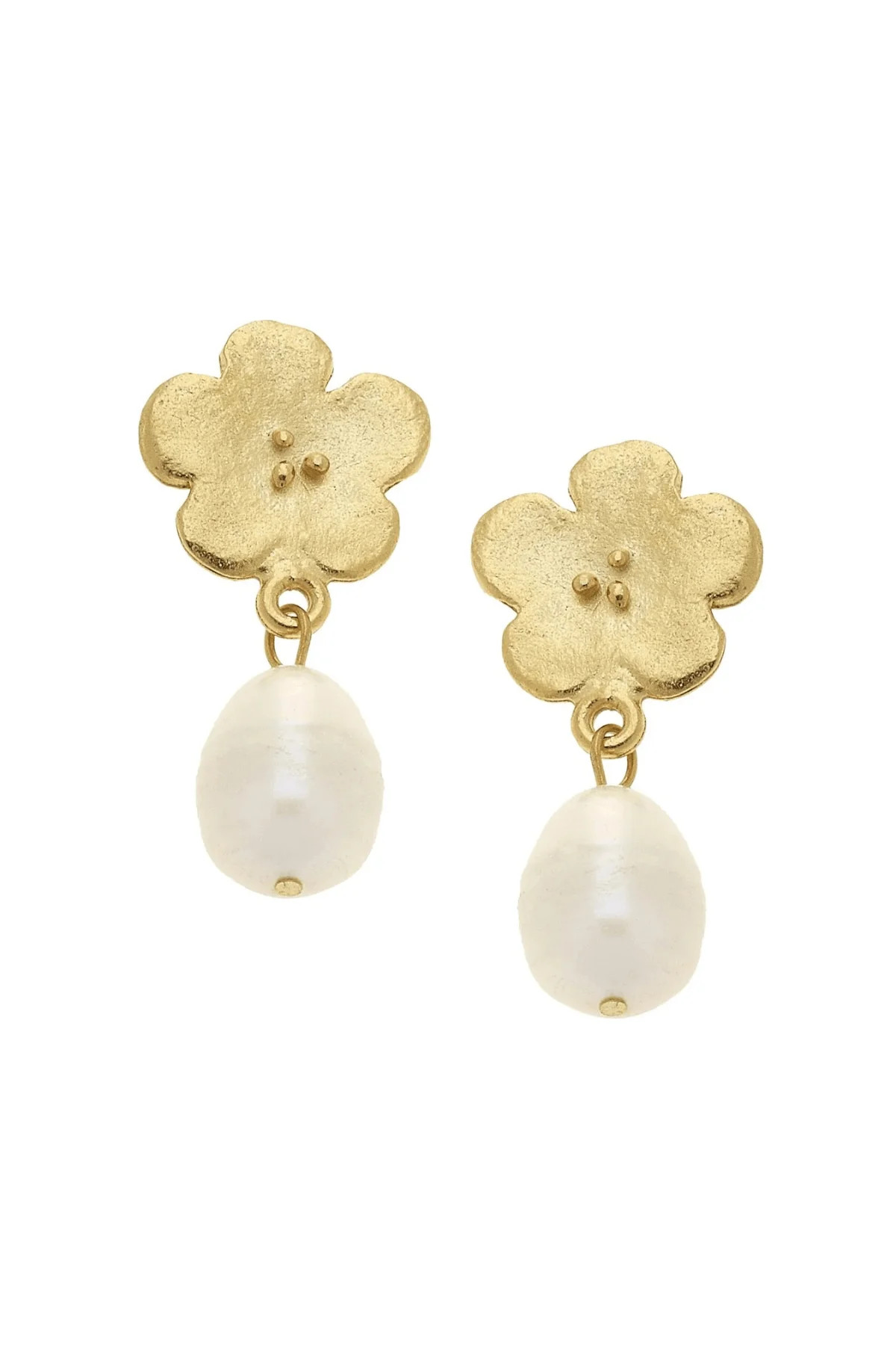 Susan Shaw Poppy Flowers with Genuine Freshwater Pearl Earrings | Social Threads