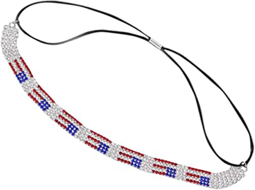 BinaryABC American Flag Rhinestone Hair Band,4th of July Patriotic Sparkly Headband, Fourth of Ju... | Amazon (US)