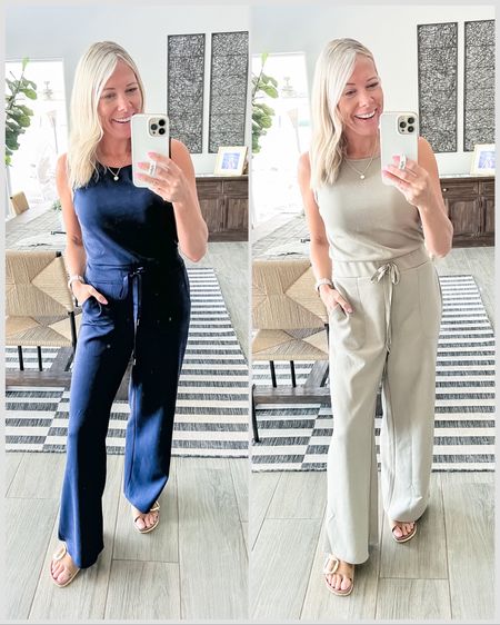 Love this wide leg jumpsuit. Super soft material and the perfect travel outfit. Size small. Sandals tts  

#LTKSeasonal #LTKtravel #LTKstyletip