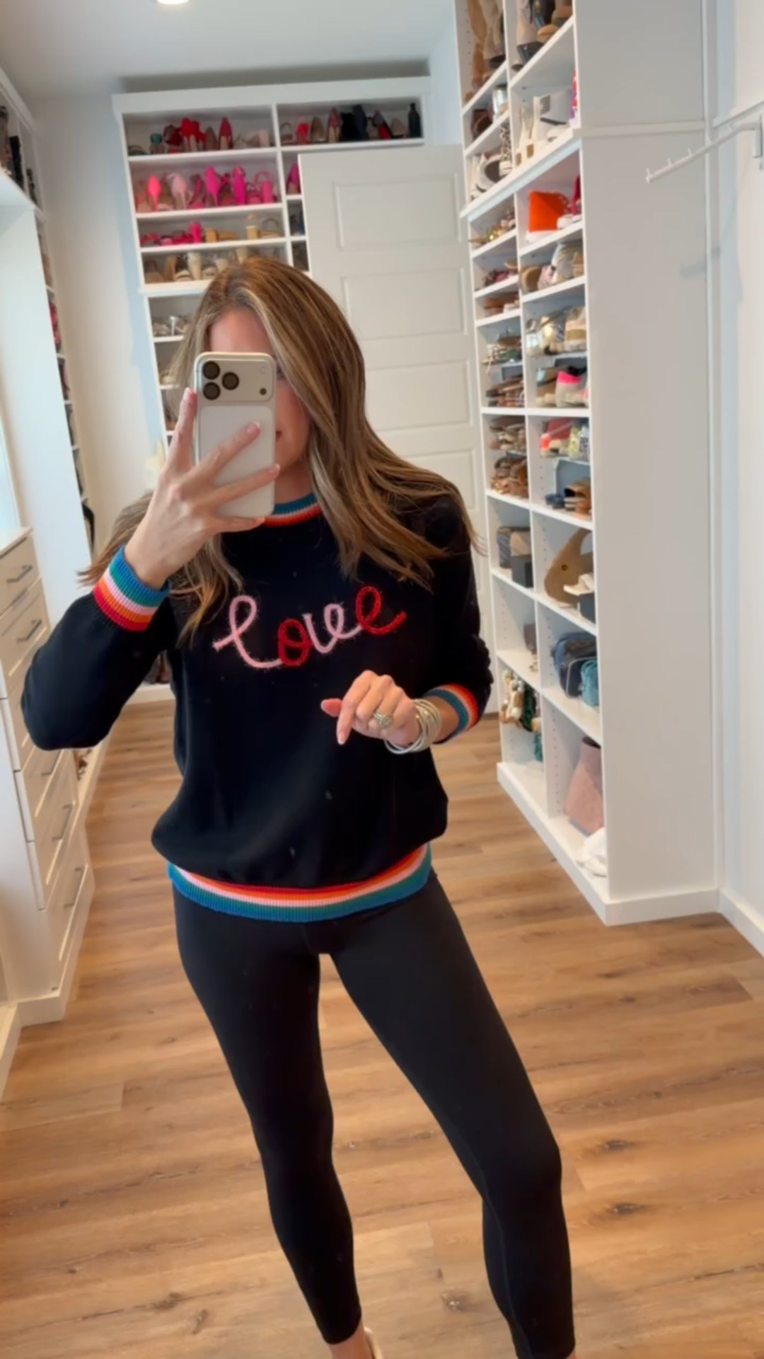 In a small sweater, small leggings, sneakers and accessories- fits tts. 

#LTKSeasonal #LTKootd #LTKValentine