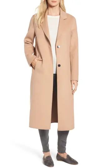 Women's Kenneth Cole New York Double Face Wool Blend Long Coat, Size Medium - Brown | Nordstrom