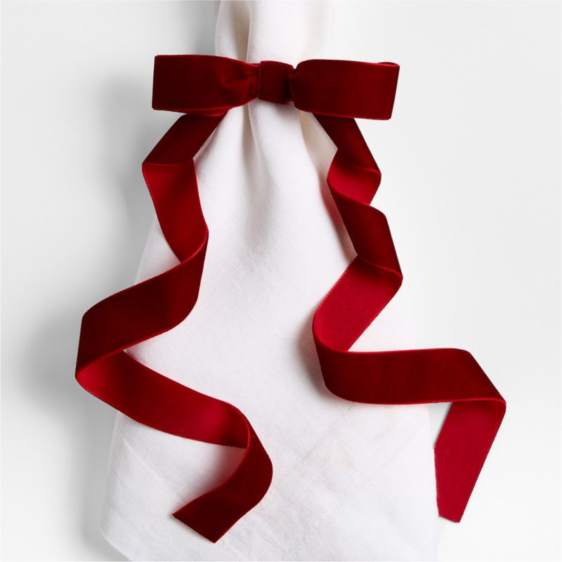 Red Velvet Bow Napkin Ring | Crate & Barrel | Crate & Barrel