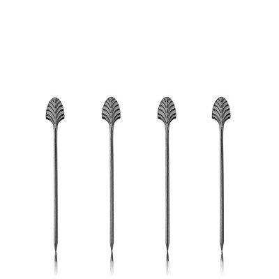 Viski Gunmetal Art Deco Cocktail Picks - Heavy Duty Toothpicks Stainless Steel Metal Drink Skewers Barware Accessories - Black 5inch Set of 4 | Target
