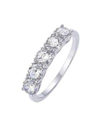 PAVOI Rhodium Plated Premium Cubic Zirconia Engagement Rings for Women | Promise Wedding Eternity Ring | Anniversary Band | Size 6 | Amazon (US)
