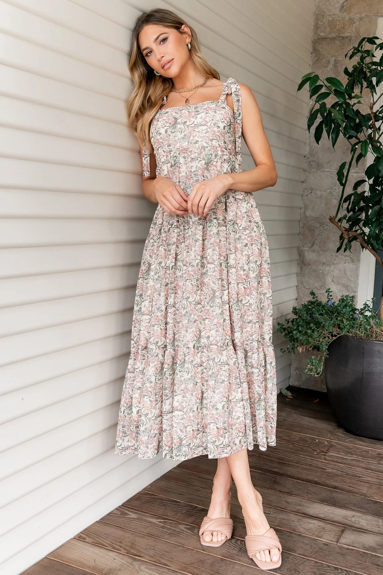 Lelisa Shoulder Tie Dress | Cream Floral | Baltic Born