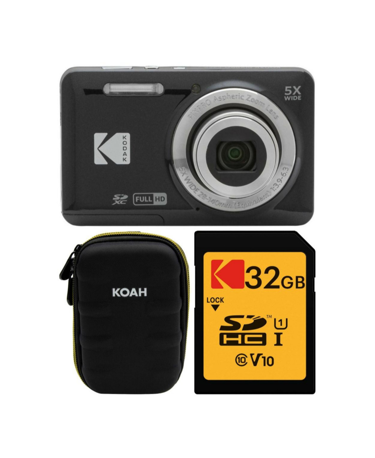 Kodak Pixpro Friendly Zoom FZ55 Digital Camera (Black) with Case and Memory Card - Black | Macy's