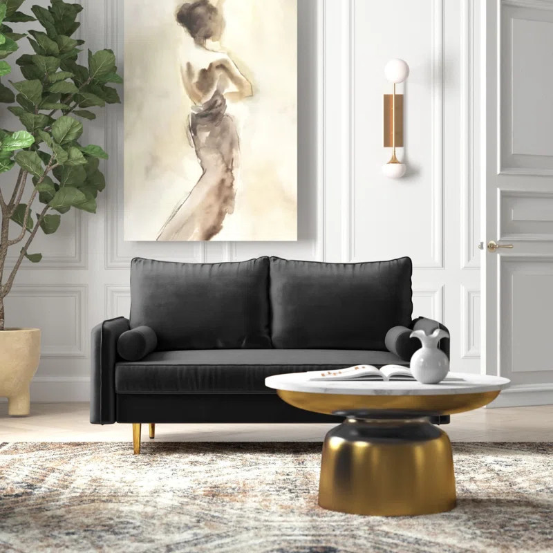 Johnnathon 58" Velvet Round Arm Sofa Loveseat | Wayfair North America