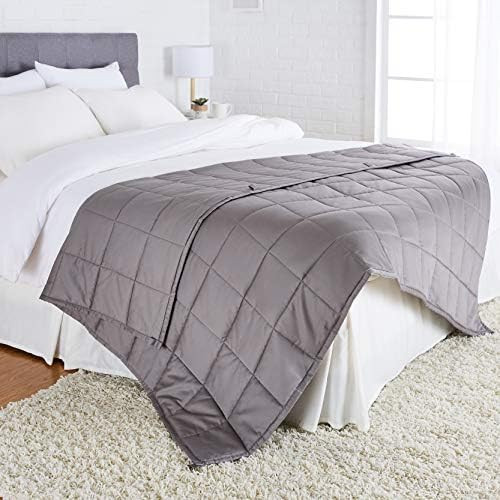 Amazon Basics All-Season Cotton Weighted Blanket - 15-Pound, 60" x 80" (Full/Queen), Dark Grey | Amazon (US)