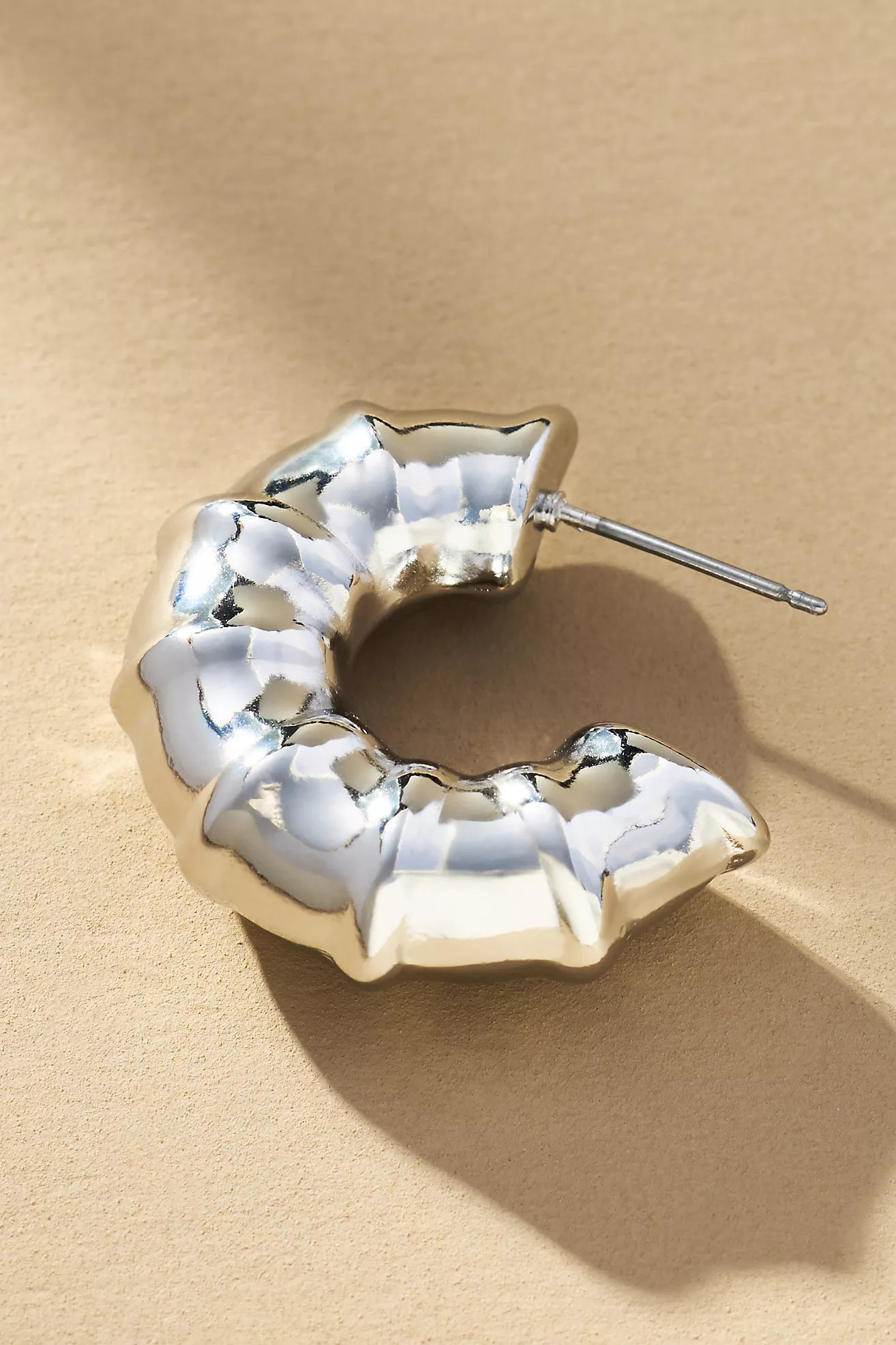 Small Metallic Bamboo Hoop Earrings | Anthropologie (US)