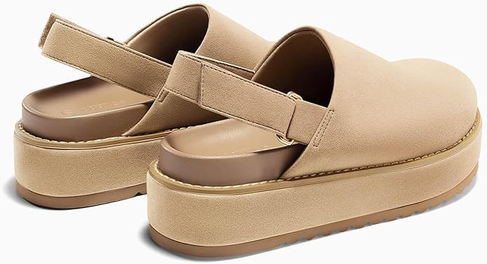 Coutgo Women's Platform Clogs Adjustable Strap Slip on Mules Shoes Comfortable Fall Sandals | Amazon (US)