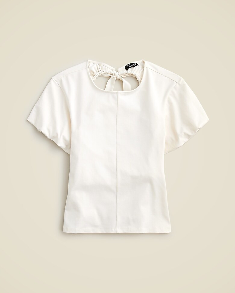 Open-back puff-sleeve top in stretch cotton blend | J. Crew US