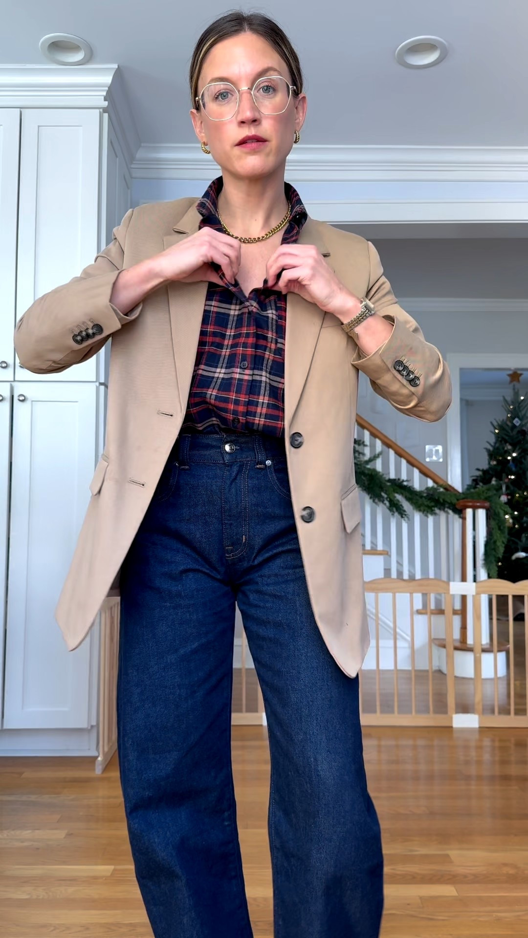 What I Wore: 12.8

Sézane plaid shirt, 0, TTS. Everlane blazer, 0, TTS. Madewell denim, 25P, I sized up. Madewell boots, TTS. Parker Necklace from Sela Designs, ASHLEYROHR10 for 10% off. Warby Parker glasses. Mango coat, XS, TTS but has an oversized fit. Gap bag  

#LTKootd #LTKOver40 #LTKPetite