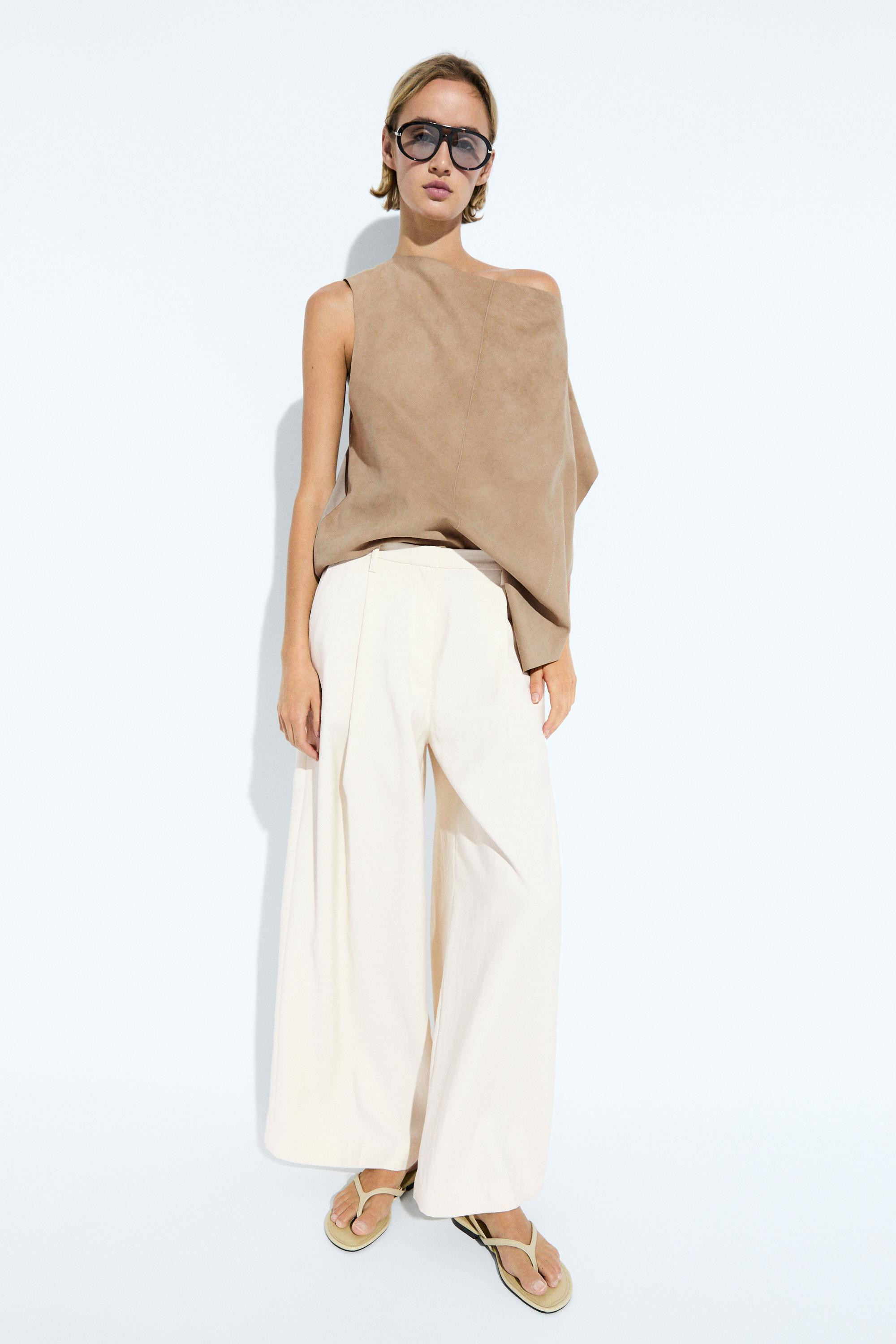 Flowing cropped wide-leg pants | Massimo Dutti UK