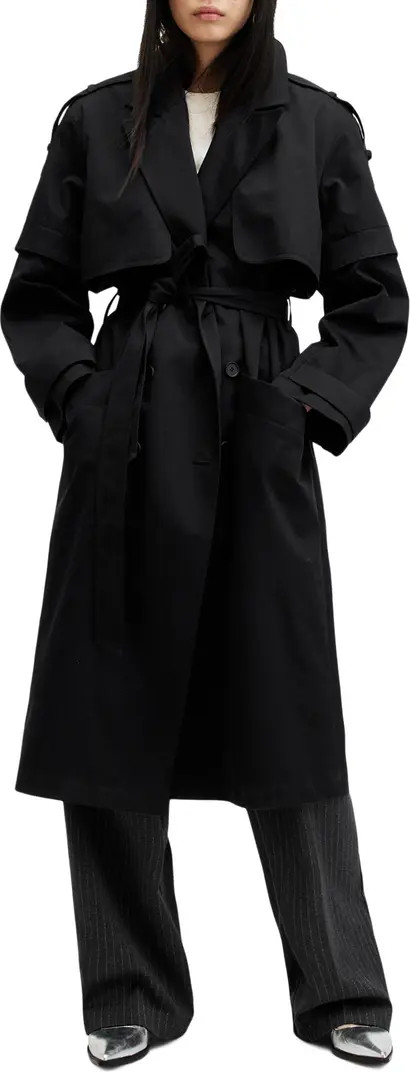AllSaints Clyde Double Breasted Trench Coat | Nordstrom | Nordstrom