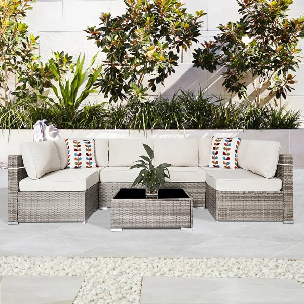 Kasey Wicker/Rattan 6 - Person Seating Group with Cushions | Wayfair North America
