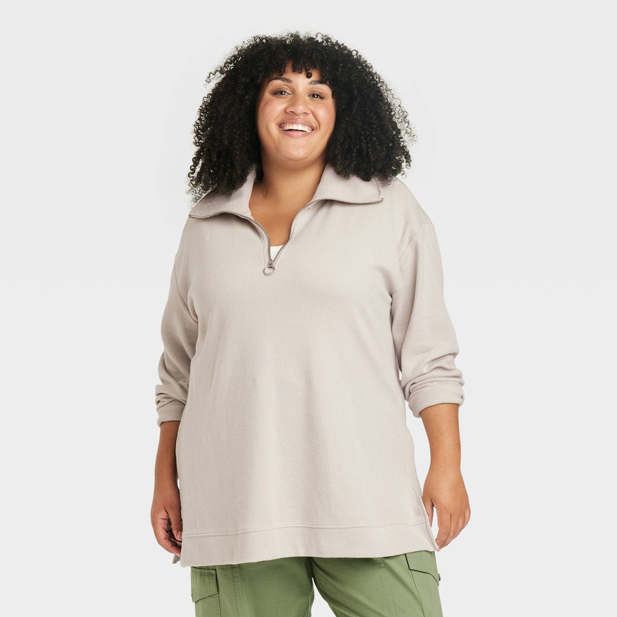 Women's Cozy Ribbed Tunic Sweatshirt - Ava & Viv™ | Target