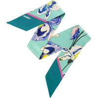 Pastel Green Silk Hair Scarf, Skinny Scarf By Ukrainian Artist, Floral Neck Tiny Styling Accessories For Purse, Gift Bridesmaid | Etsy (US)