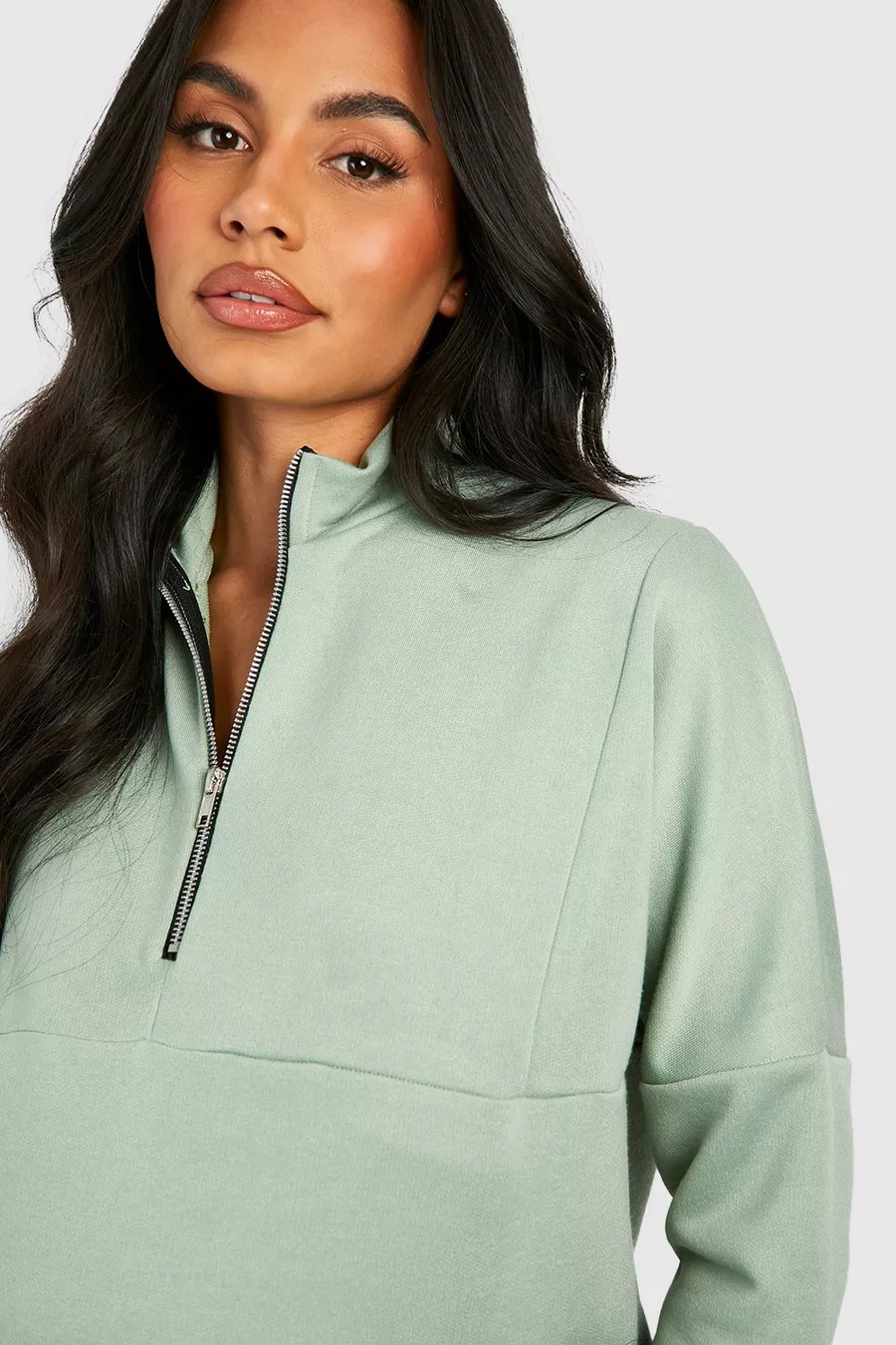 Maternity Half Zip Sweatshirt | Boohoo.com (US & CA)