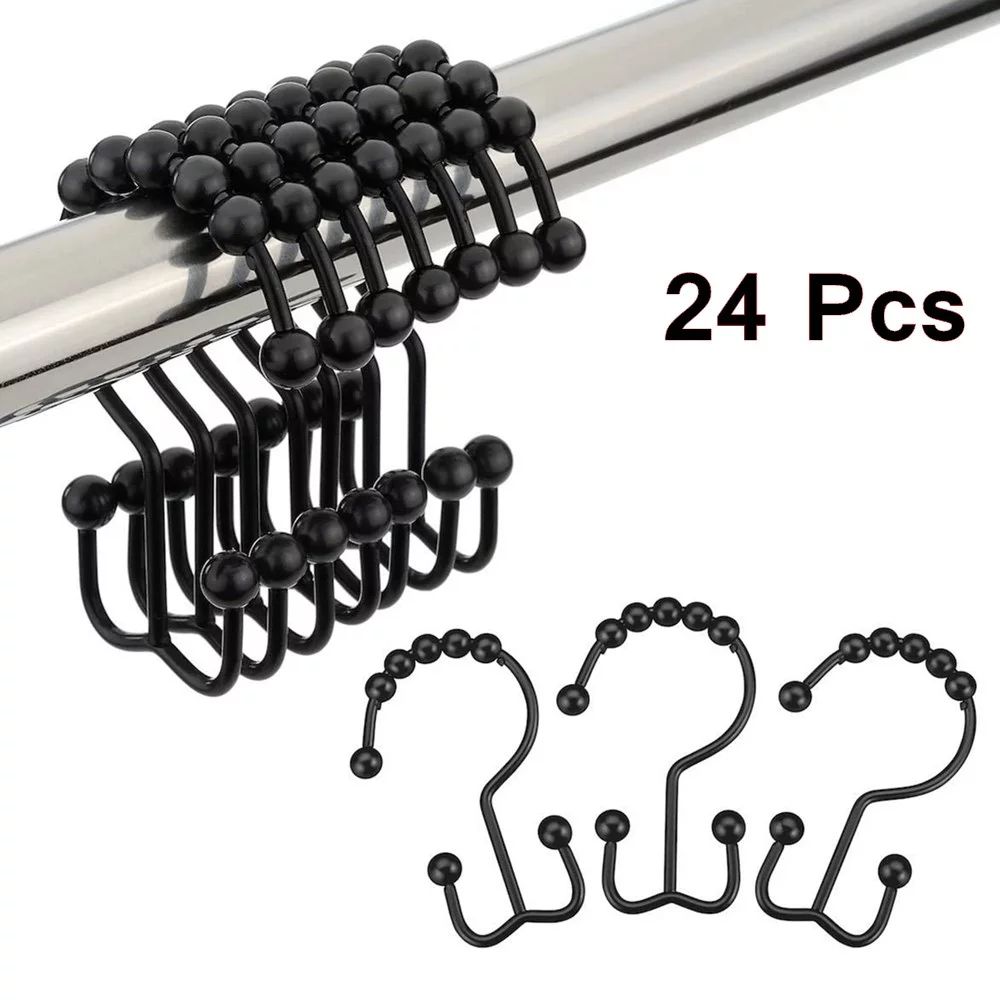 24 Pcs/Set Rollerball Shower Curtain Hooks Metal Double Curtain Rings Shower Curtains Rods for Ho... | Walmart (US)