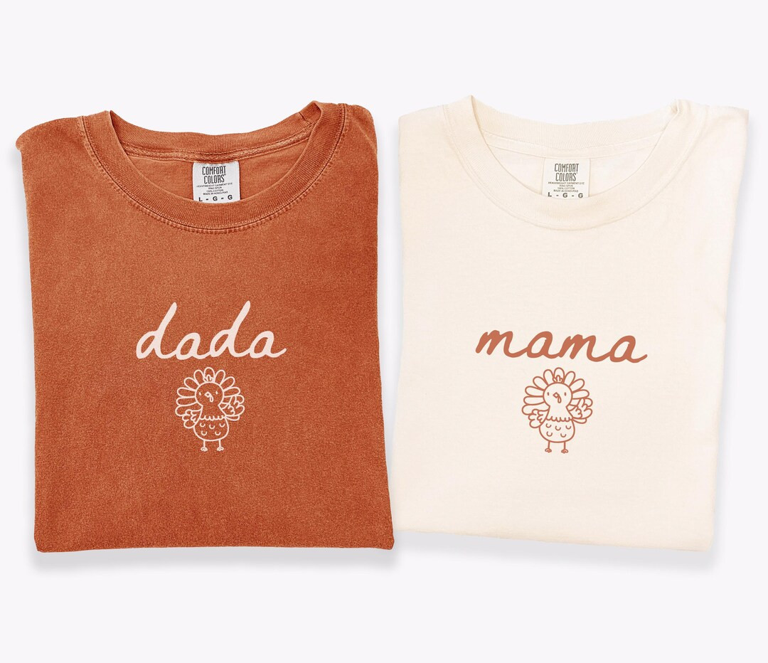 Mama Dada Turkey Shirts, Thanksgiving Family Matching Outfits, Cute Fall Turkey T-shirt, Family H... | Etsy (US)