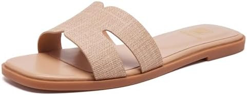 Women's Flat Sandals Dressy Comfortable Slide Sandals Fashion Square Open Toe Slip On Beach Sanda... | Amazon (US)