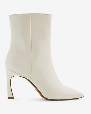 Faux Leather Comma Heel Booties | Express