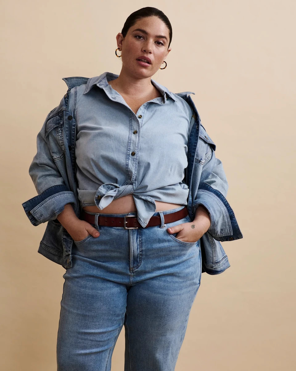 FIT LIBERTY ELIGIBLE Minimalist Stretch Cotton Chambray ShirtHeritage Blue$1224 interest-free pay... | Universal Standard