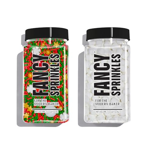 Fancy Sprinkles Limited Edition Holiday Sprinkle and Fluff Set featuring Next Stop, North Pole Sprinkles and Mini Marshmallow Bits For Christmas Cookies, Holiday Cupcakes, Gingerbread Men and Hot Chocolate (0.5c) | Amazon (US)