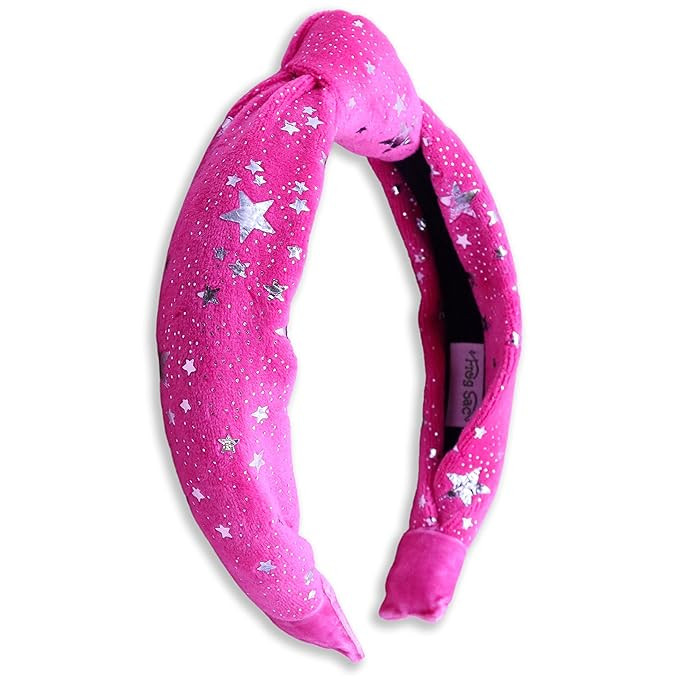 FROG SAC Top Knot Headbands for Girls, Pink Metallic Star Knotted Headband for Kids, Soft Velvet ... | Amazon (US)