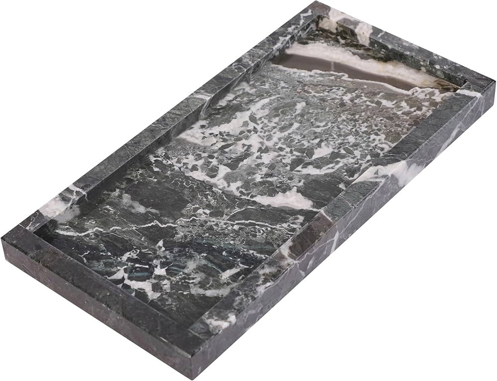 Marble Hives 10" Handcrafted Black Vanity Tray for Kitchen Counter, Bathroom, Bedroom -Makeup Acc... | Amazon (US)