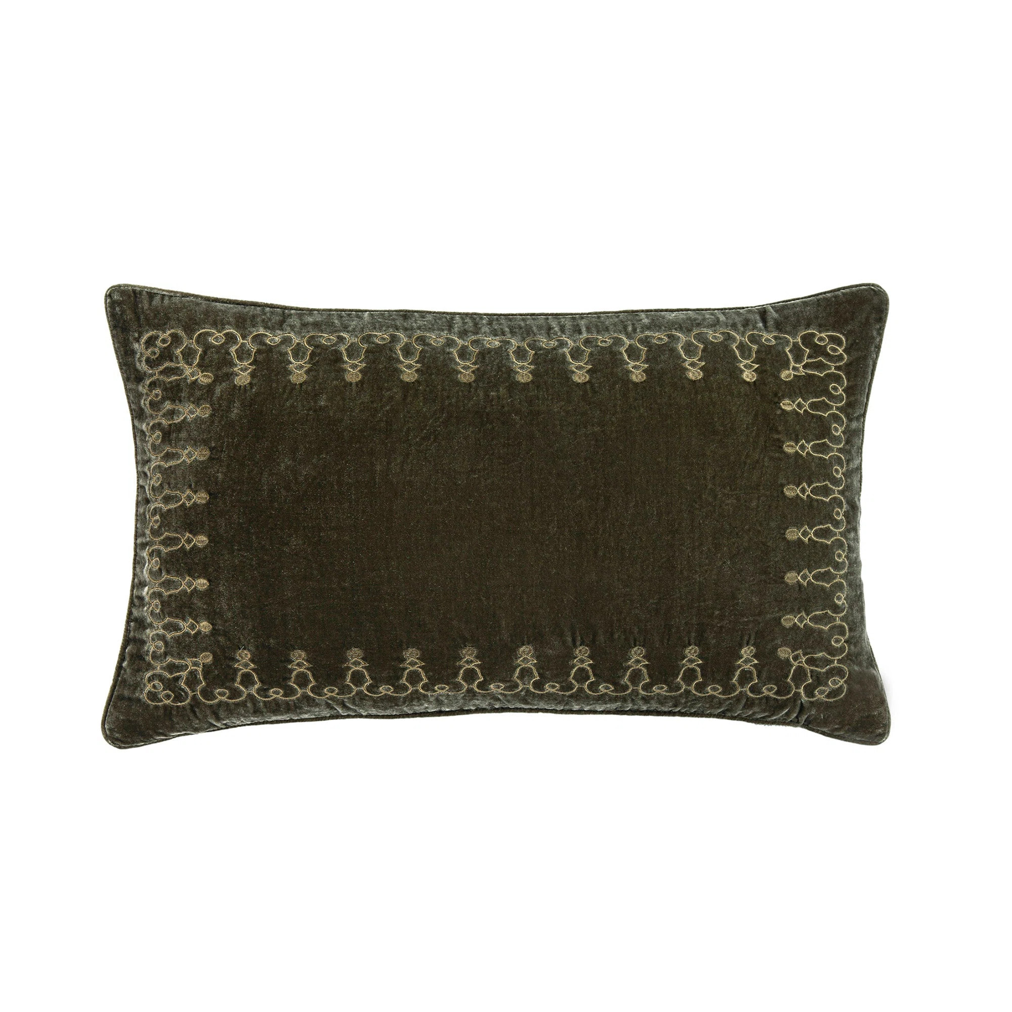 Stella Faux Silk Velvet Embroidered Romantic Western 14x24 inch Lumbar Pillow | Wayfair North America